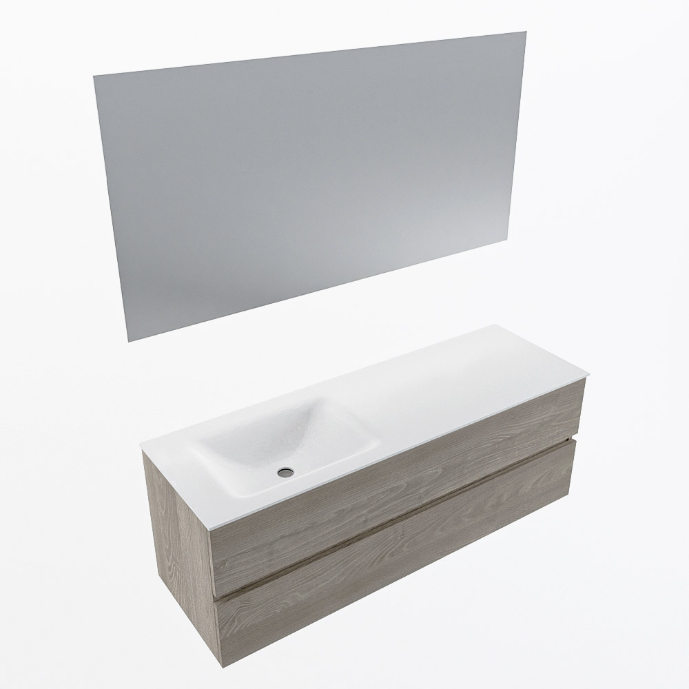 MONDIAZ VICA 140cm mueble de baño Light Brown Grey 2 cajones. Lavabo CLOUD Izquierda sin orificio color Talc con espejo LED. 6 MONDIAZ VICA 140cm mueble de baño Light Brown Grey 2 cajones. Lavabo CLOUD Izquierda sin orificio color Talc con espejo LED. - Imagen 6