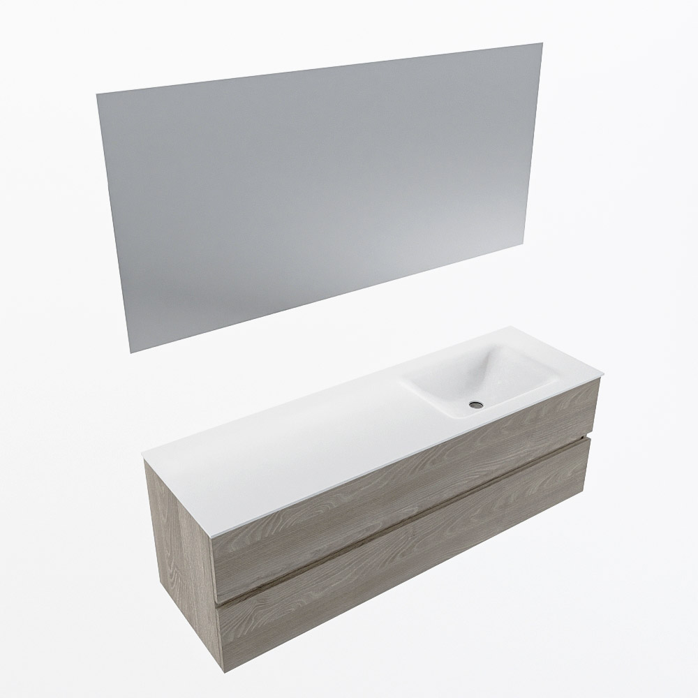 MONDIAZ VICA 150cm mueble de baño Light Brown Grey 2 cajones. Lavabo CLOUD Derecho 1 orificio color Talc con espejo LED. 6 MONDIAZ VICA 150cm mueble de baño Light Brown Grey 2 cajones. Lavabo CLOUD Derecho 1 orificio color Talc con espejo LED. - Imagen 6