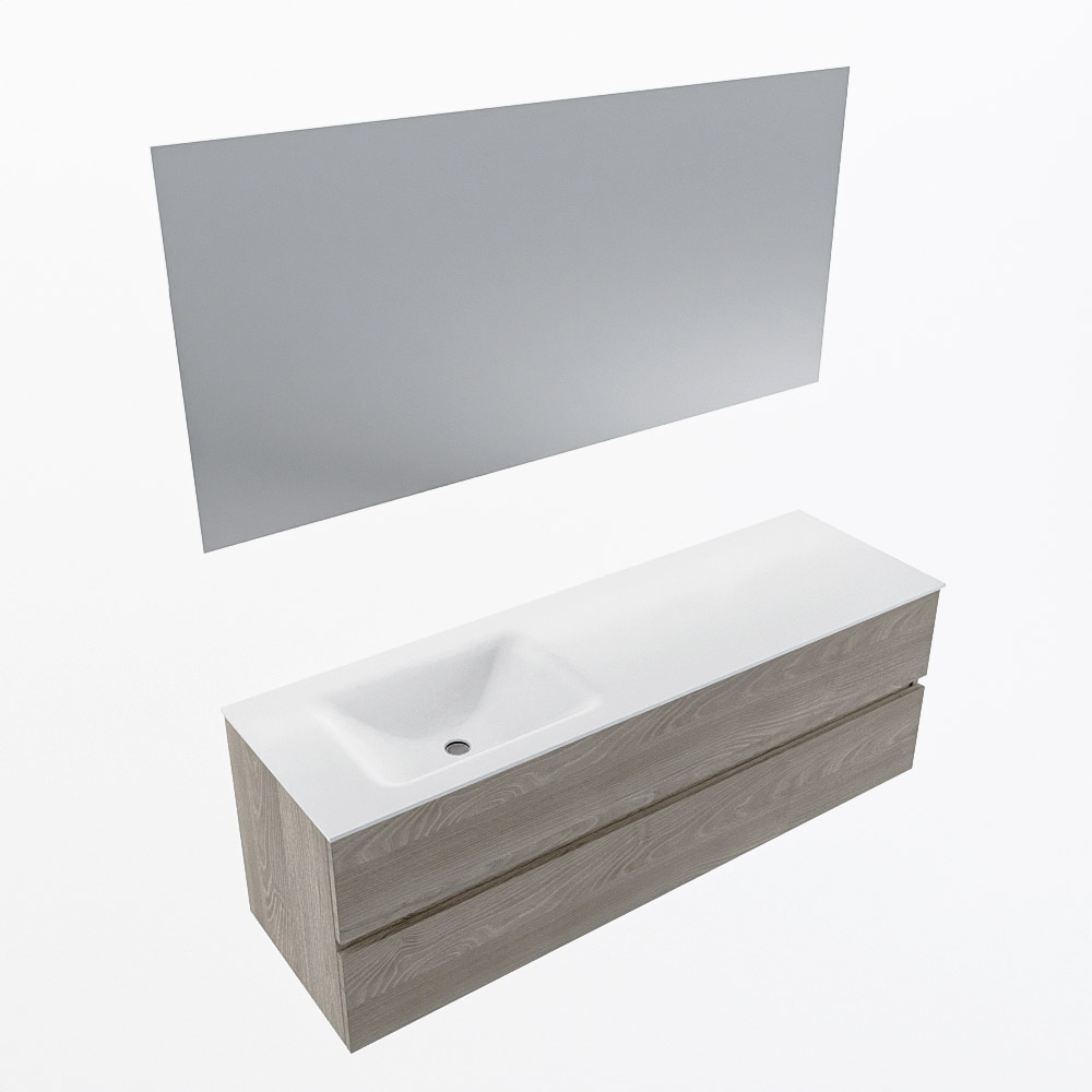 MONDIAZ VICA 150cm mueble de baño Light Brown Grey 2 cajones. Lavabo CLOUD Izquierda sin orificio color Talc con espejo LED. 6 MONDIAZ VICA 150cm mueble de baño Light Brown Grey 2 cajones. Lavabo CLOUD Izquierda sin orificio color Talc con espejo LED. - Imagen 6