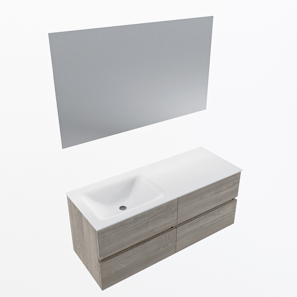 MONDIAZ VICA 120cm mueble de baño Light Brown Grey 4 cajones. Lavabo CLOUD Izquierda sin orificio color Talc con espejo LED. 6 MONDIAZ VICA 120cm mueble de baño Light Brown Grey 4 cajones. Lavabo CLOUD Izquierda sin orificio color Talc con espejo LED. - Imagen 6