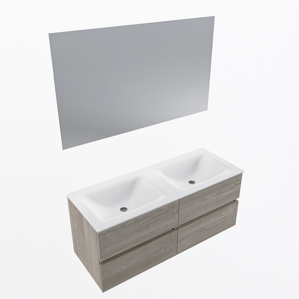 MONDIAZ VICA 120cm mueble de baño Light Brown Grey 4 cajones. Lavabo CLOUD Doble sin orificio color Talc con espejo LED. 6 MONDIAZ VICA 120cm mueble de baño Light Brown Grey 4 cajones. Lavabo CLOUD Doble sin orificio color Talc con espejo LED. - Imagen 6