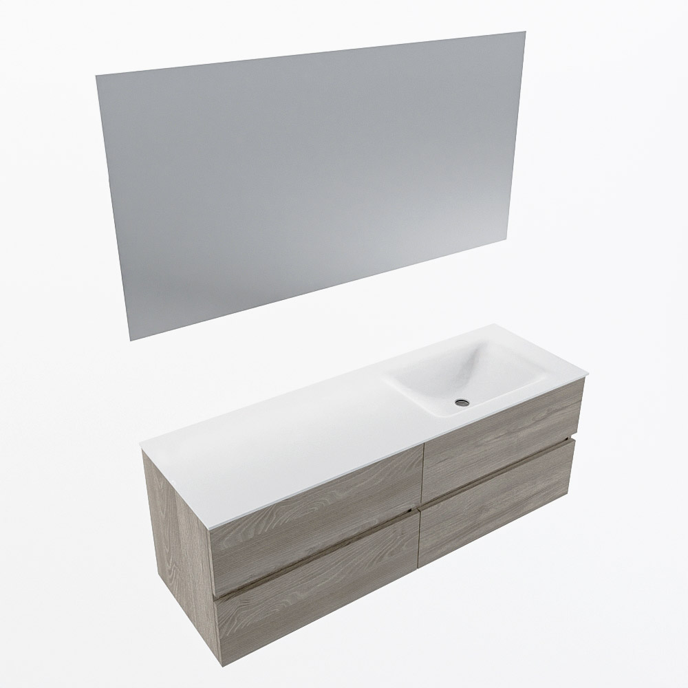 MONDIAZ VICA 140cm mueble de baño Light Brown Grey 4 cajones. Lavabo CLOUD Derecho sin orificio color Talc con espejo LED. 6 MONDIAZ VICA 140cm mueble de baño Light Brown Grey 4 cajones. Lavabo CLOUD Derecho sin orificio color Talc con espejo LED. - Imagen 6