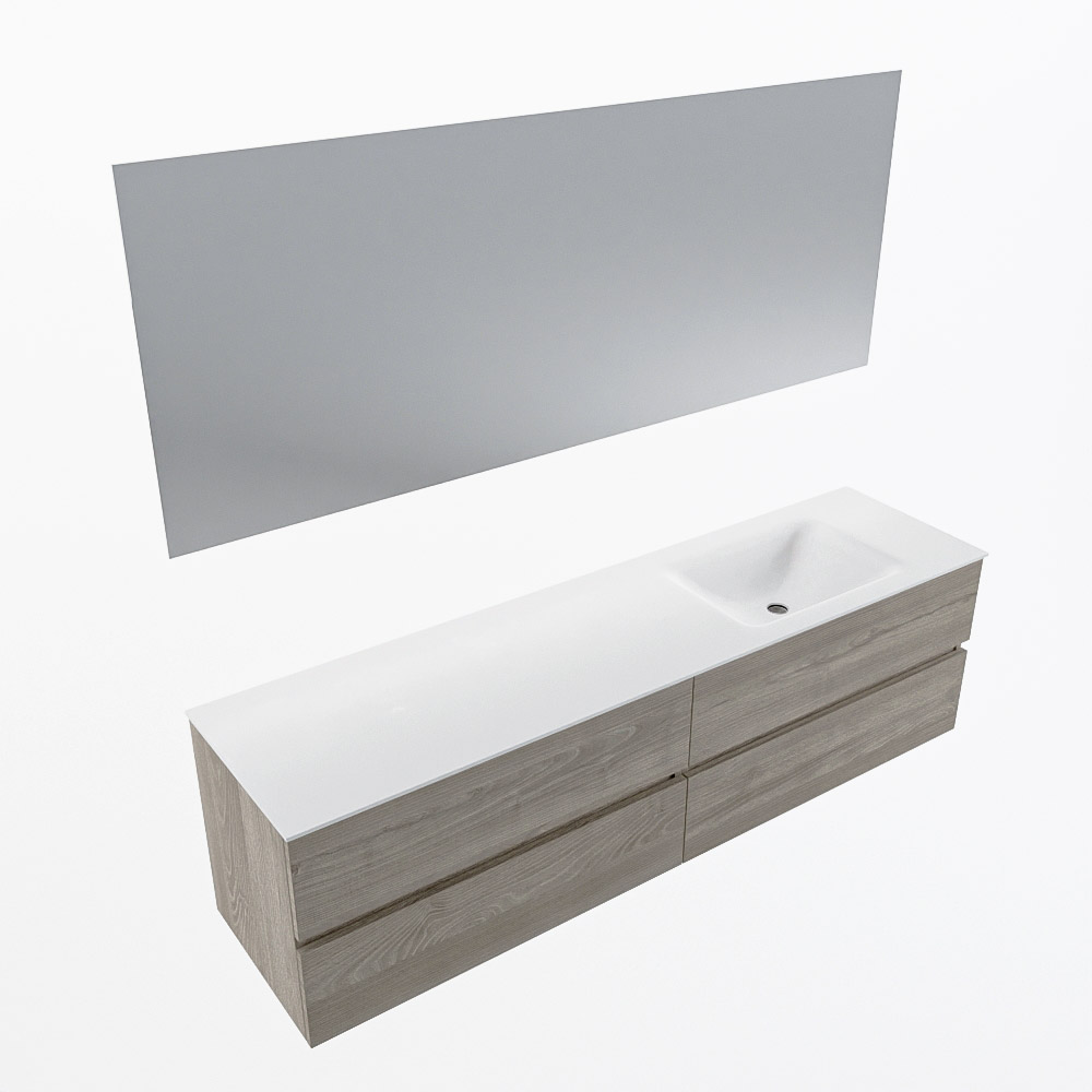 MONDIAZ VICA 180cm mueble de baño Light Brown Grey 4 cajones. Lavabo CLOUD Derecho sin orificio color Talc con espejo LED. 6 MONDIAZ VICA 180cm mueble de baño Light Brown Grey 4 cajones. Lavabo CLOUD Derecho sin orificio color Talc con espejo LED. - Imagen 6