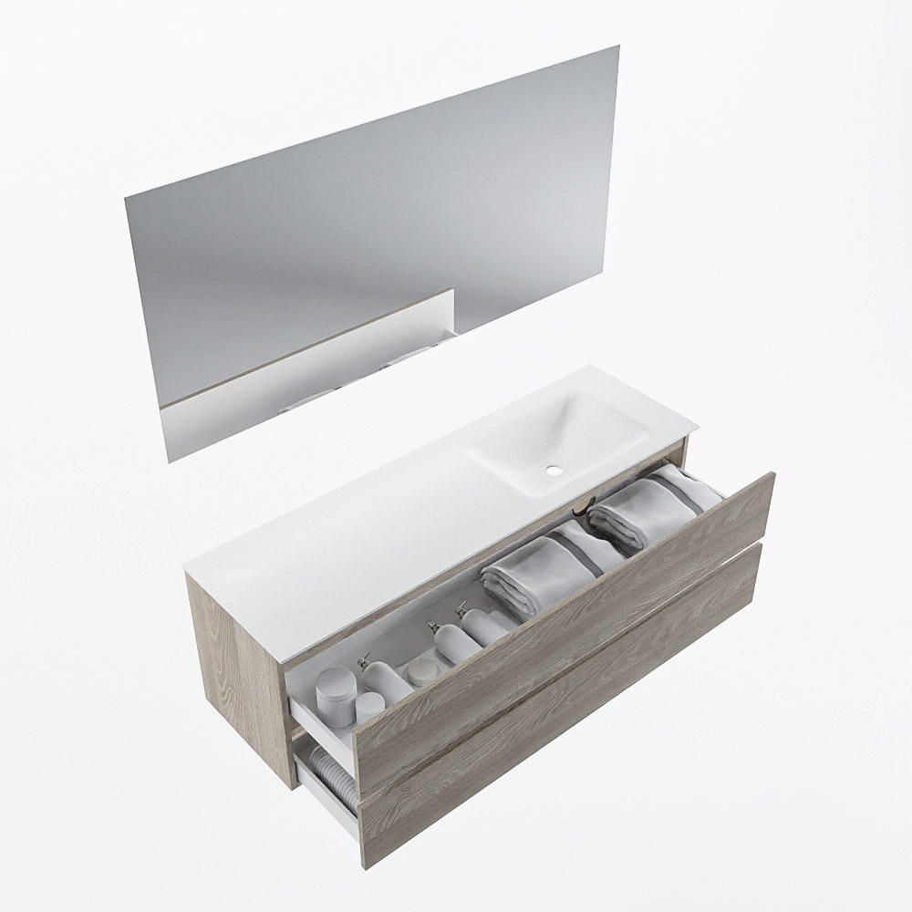 MONDIAZ VICA 150cm mueble de baño Light Brown Grey 2 cajones. Lavabo CLOUD Derecho 1 orificio color Talc con espejo LED. 7 MONDIAZ VICA 150cm mueble de baño Light Brown Grey 2 cajones. Lavabo CLOUD Derecho 1 orificio color Talc con espejo LED. - Imagen 7