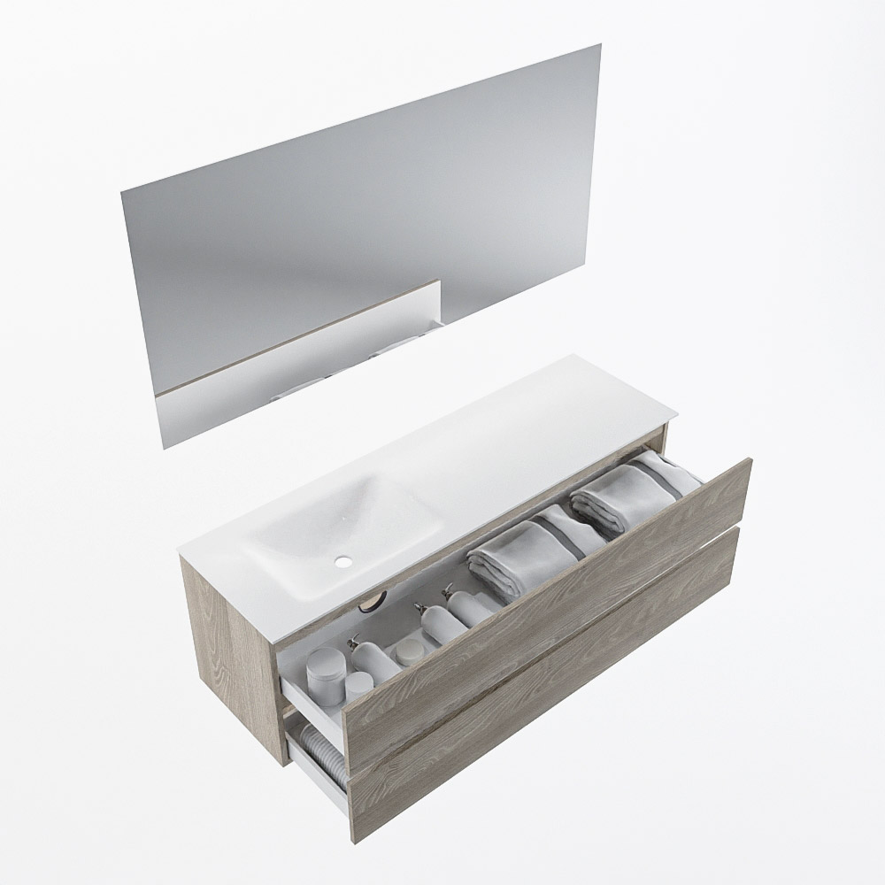 MONDIAZ VICA 150cm mueble de baño Light Brown Grey 2 cajones. Lavabo CLOUD Izquierda sin orificio color Talc con espejo LED. 7 MONDIAZ VICA 150cm mueble de baño Light Brown Grey 2 cajones. Lavabo CLOUD Izquierda sin orificio color Talc con espejo LED. - Imagen 7