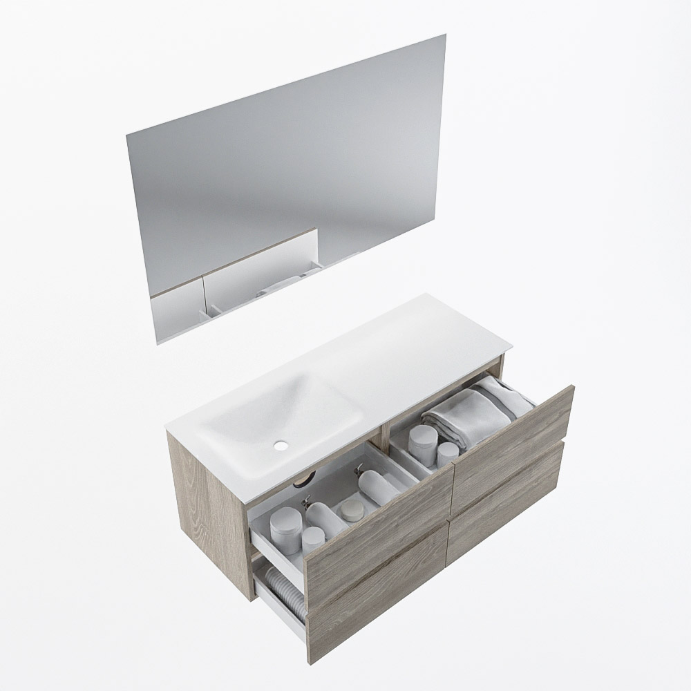 MONDIAZ VICA 120cm mueble de baño Light Brown Grey 4 cajones. Lavabo CLOUD Izquierda sin orificio color Talc con espejo LED. 7 MONDIAZ VICA 120cm mueble de baño Light Brown Grey 4 cajones. Lavabo CLOUD Izquierda sin orificio color Talc con espejo LED. - Imagen 7