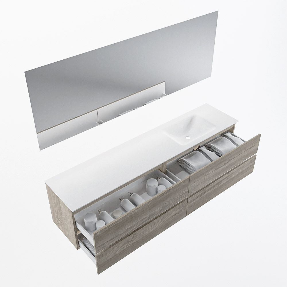 MONDIAZ VICA 200cm mueble de baño Light Brown Grey 4 cajones. Lavabo CLOUD Derecho 1 orificio color Talc con espejo LED. 7 MONDIAZ VICA 200cm mueble de baño Light Brown Grey 4 cajones. Lavabo CLOUD Derecho 1 orificio color Talc con espejo LED. - Imagen 7