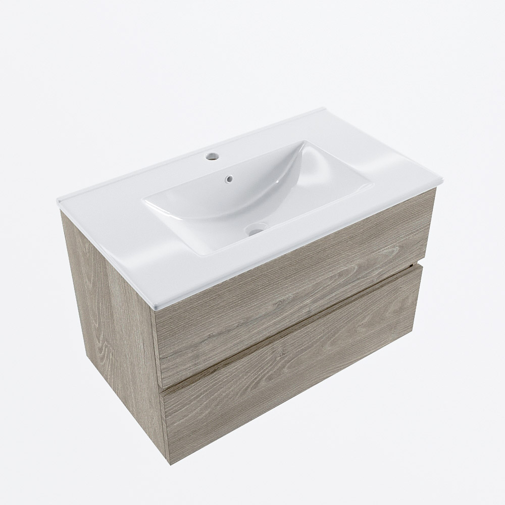 MONDIAZ VICA 80cm mueble de baño Light Brown Grey 2 cajones. Lavabo DENIA Centro 1 orificio, color Blanco brillo. 6 MONDIAZ VICA 80cm mueble de baño Light Brown Grey 2 cajones. Lavabo DENIA Centro 1 orificio, color Blanco brillo. - Imagen 6