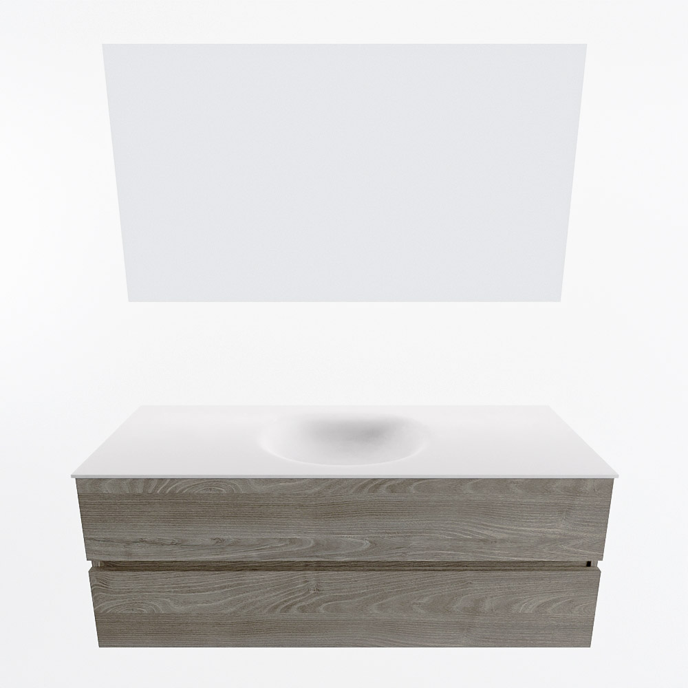 MONDIAZ VICA 130cm mueble de baño Light Brown Grey 2 cajones. Lavabo MOON Centro 1 orificio color Talc con espejo LED. 5 MONDIAZ VICA 130cm mueble de baño Light Brown Grey 2 cajones. Lavabo MOON Centro 1 orificio color Talc con espejo LED. - Imagen 5
