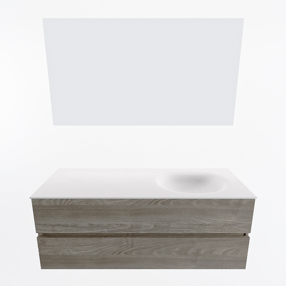 MONDIAZ VICA 130cm mueble de baño Light Brown Grey 2 cajones. Lavabo MOON Derecho 1 orificio color Talc con espejo LED. 5 MONDIAZ VICA 130cm mueble de baño Light Brown Grey 2 cajones. Lavabo MOON Derecho 1 orificio color Talc con espejo LED. - Imagen 5