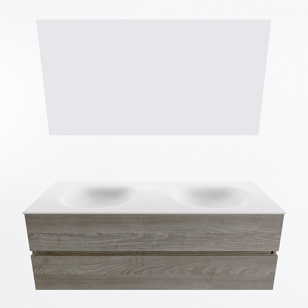 MONDIAZ VICA 140cm mueble de baño Light Brown Grey 2 cajones. Lavabo MOON Doble 2 orificios color Talc con espejo LED. 5 MONDIAZ VICA 140cm mueble de baño Light Brown Grey 2 cajones. Lavabo MOON Doble 2 orificios color Talc con espejo LED. - Imagen 5