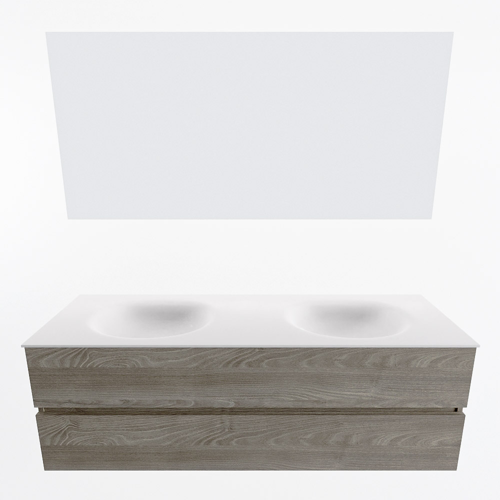 MONDIAZ VICA 150cm mueble de baño Light Brown Grey 2 cajones. Lavabo MOON Doble 2 orificios color Talc con espejo LED. 5 MONDIAZ VICA 150cm mueble de baño Light Brown Grey 2 cajones. Lavabo MOON Doble 2 orificios color Talc con espejo LED. - Imagen 5