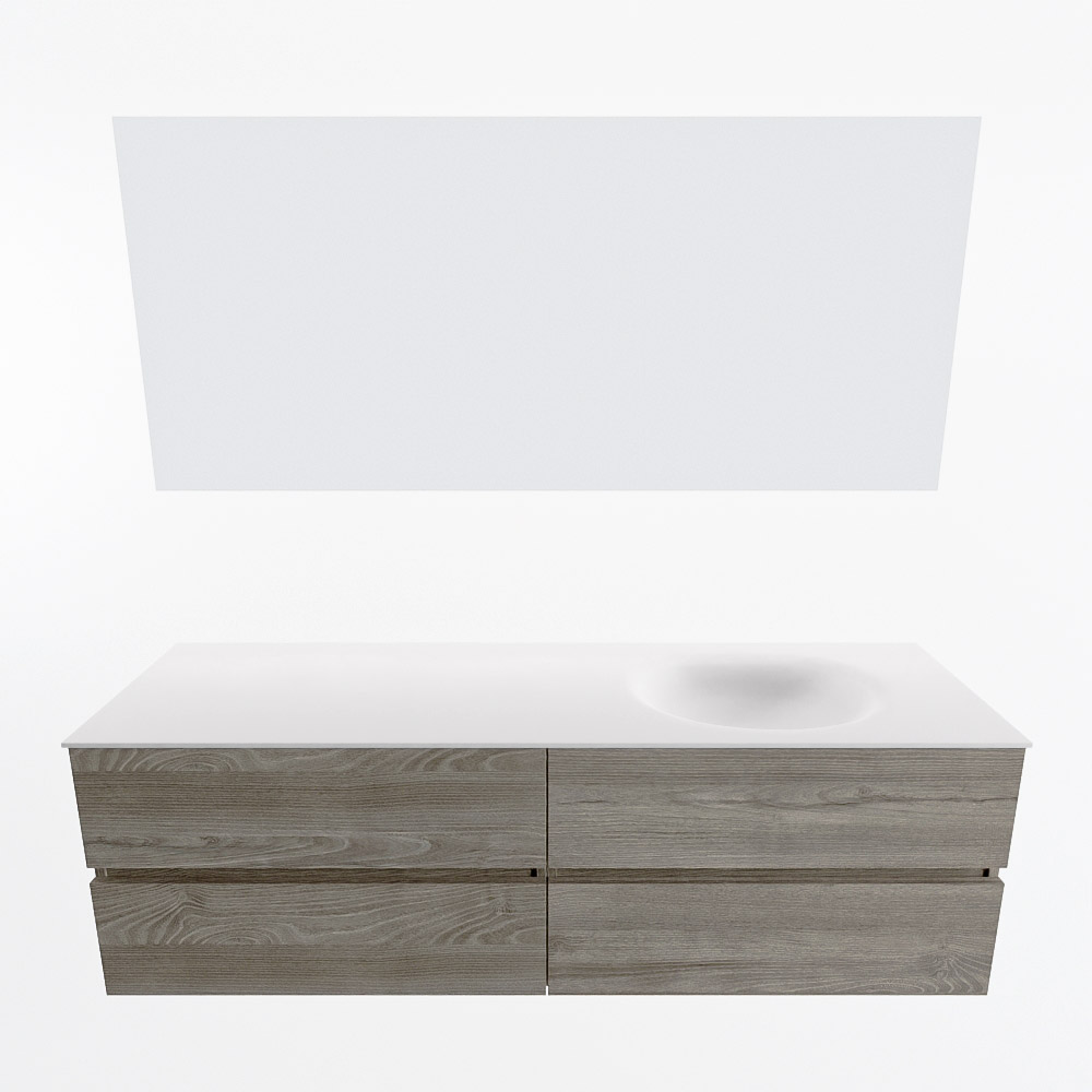 MONDIAZ VICA 160cm mueble de baño Light Brown Grey 4 cajones. Lavabo MOON Derecho 1 orificio color Talc con espejo LED. 5 MONDIAZ VICA 160cm mueble de baño Light Brown Grey 4 cajones. Lavabo MOON Derecho 1 orificio color Talc con espejo LED. - Imagen 5