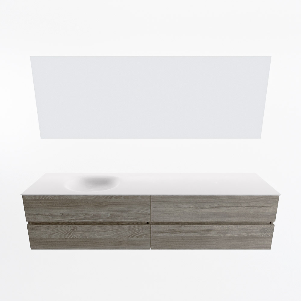 MONDIAZ VICA 200cm mueble de baño Light Brown Grey 4 cajones. Lavabo MOON Izquierda 1 orificio color Talc con espejo LED. 5 MONDIAZ VICA 200cm mueble de baño Light Brown Grey 4 cajones. Lavabo MOON Izquierda 1 orificio color Talc con espejo LED. - Imagen 5