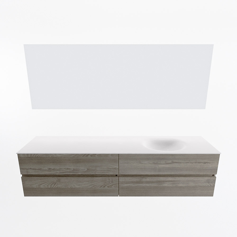 MONDIAZ VICA 200cm mueble de baño Light Brown Grey 4 cajones. Lavabo MOON Derecho 1 orificio color Talc con espejo LED. 5 MONDIAZ VICA 200cm mueble de baño Light Brown Grey 4 cajones. Lavabo MOON Derecho 1 orificio color Talc con espejo LED. - Imagen 5