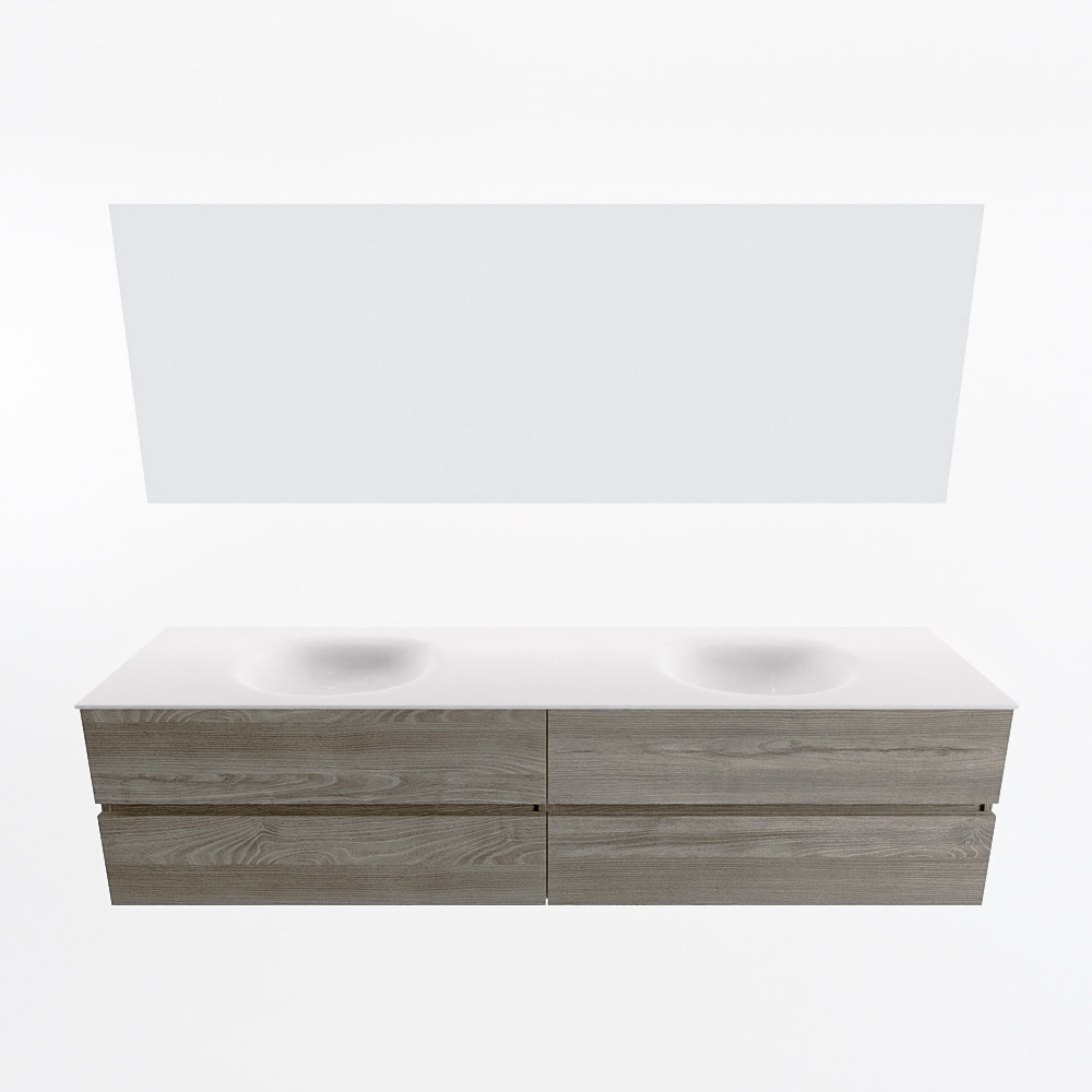 MONDIAZ VICA 200cm mueble de baño Light Brown Grey 4 cajones. Lavabo MOON Doble 2 orificios color Talc con espejo LED. 5 MONDIAZ VICA 200cm mueble de baño Light Brown Grey 4 cajones. Lavabo MOON Doble 2 orificios color Talc con espejo LED. - Imagen 5