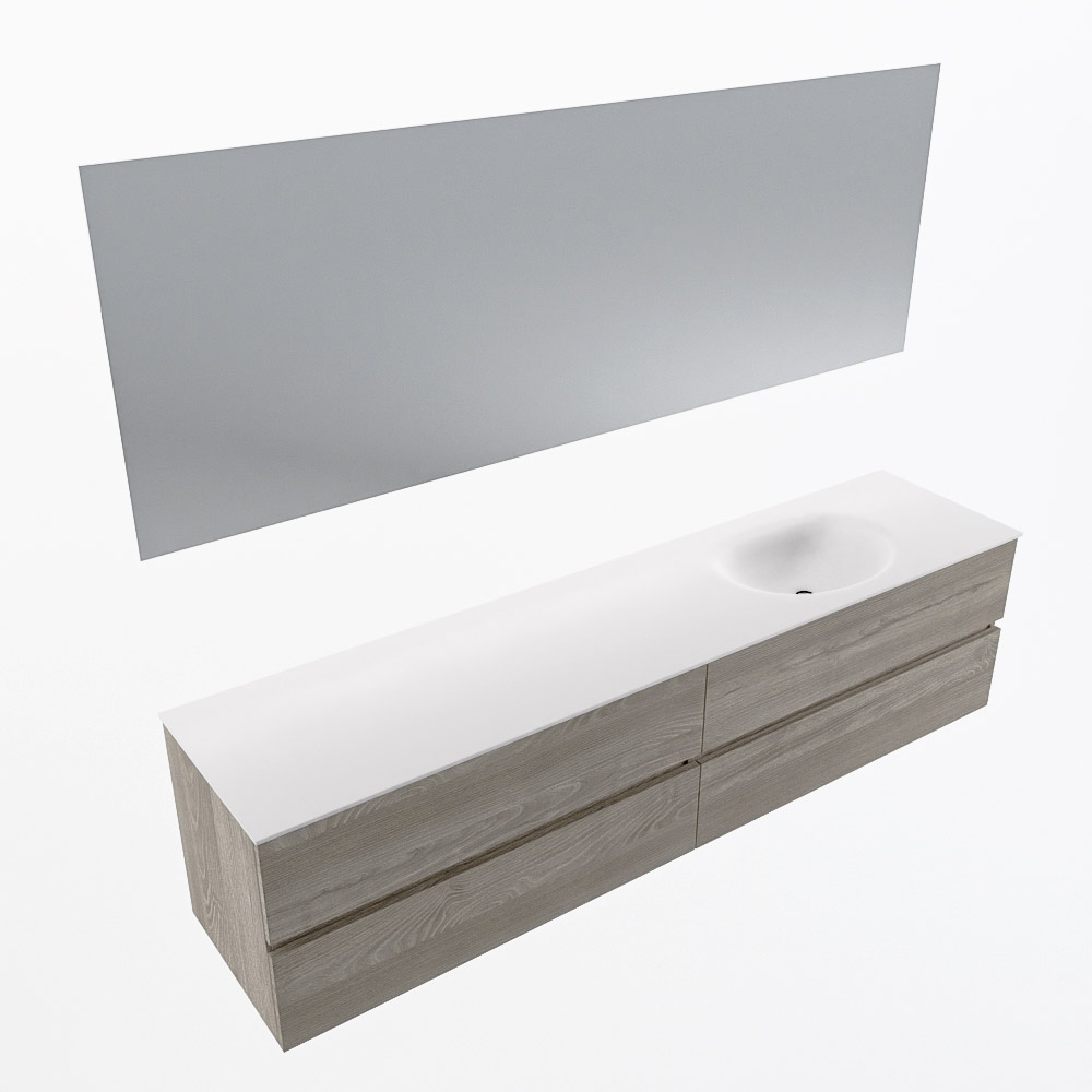 MONDIAZ VICA 200cm mueble de baño Light Brown Grey 4 cajones. Lavabo MOON Derecho 1 orificio color Talc con espejo LED. 6 MONDIAZ VICA 200cm mueble de baño Light Brown Grey 4 cajones. Lavabo MOON Derecho 1 orificio color Talc con espejo LED. - Imagen 6