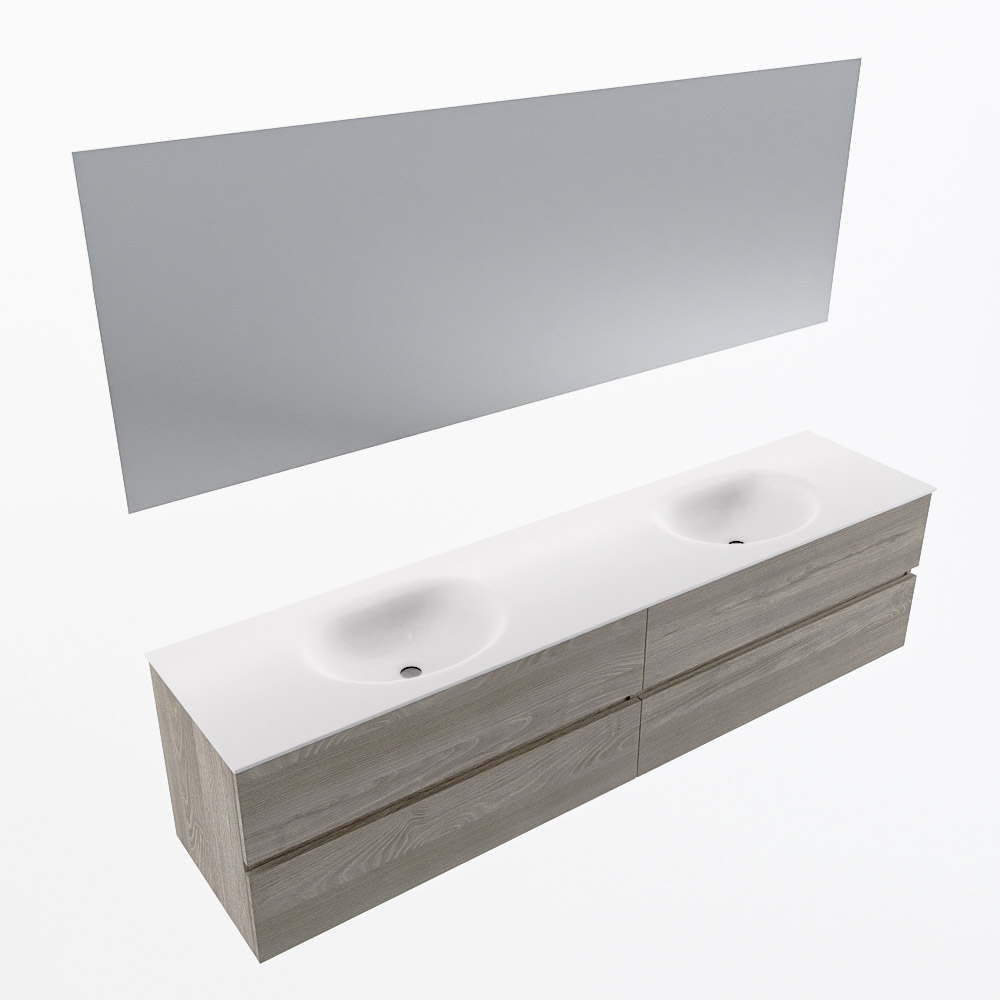 MONDIAZ VICA 200cm mueble de baño Light Brown Grey 4 cajones. Lavabo MOON Doble 2 orificios color Talc con espejo LED. 6 MONDIAZ VICA 200cm mueble de baño Light Brown Grey 4 cajones. Lavabo MOON Doble 2 orificios color Talc con espejo LED. - Imagen 6