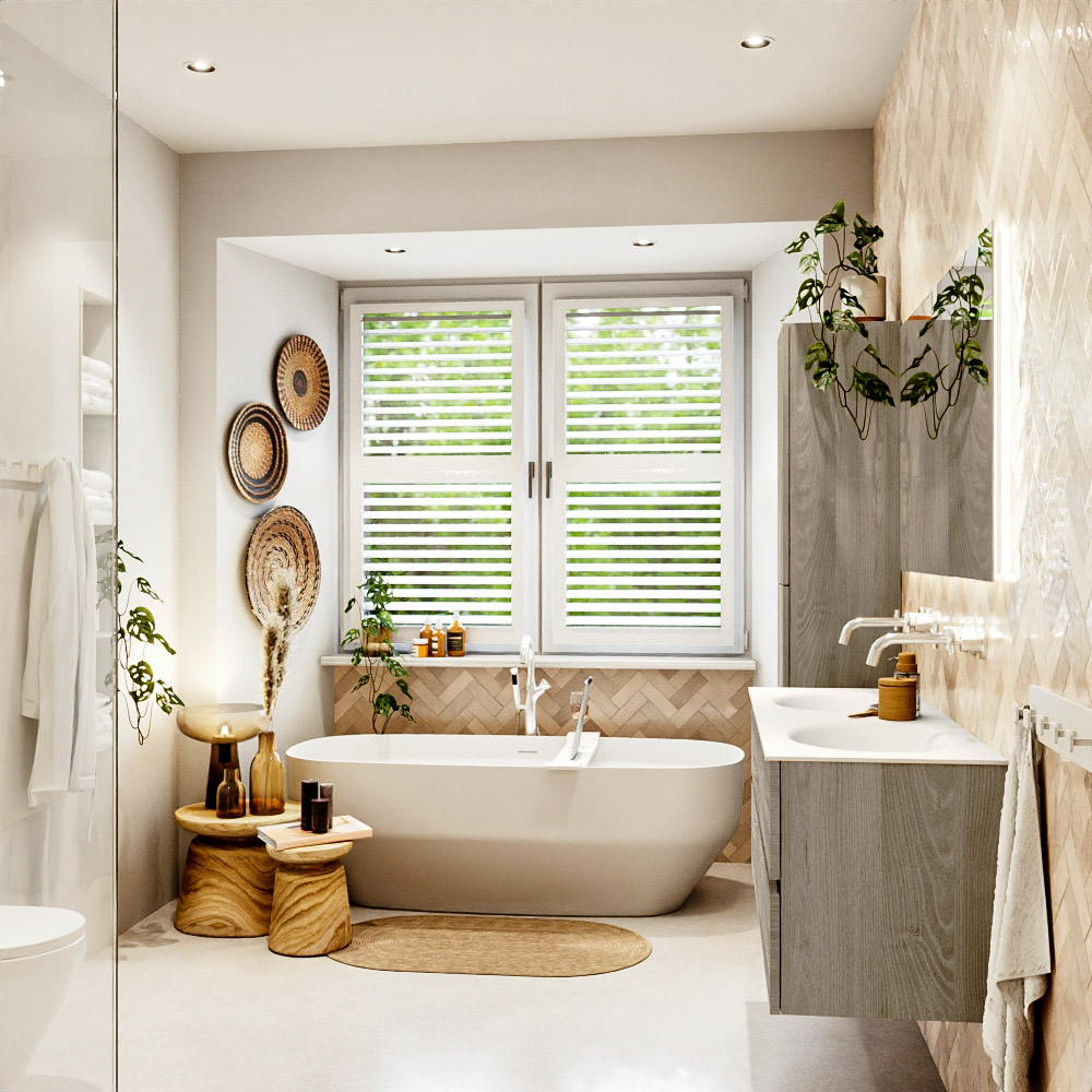 MONDIAZ VICA 130cm mueble de baño Light Brown Grey 4 cajones. Lavabo MOON Doble sin orificio color Talc con espejo LED. 3 MONDIAZ VICA 130cm mueble de baño Light Brown Grey 4 cajones. Lavabo MOON Doble sin orificio color Talc con espejo LED. - Imagen 3