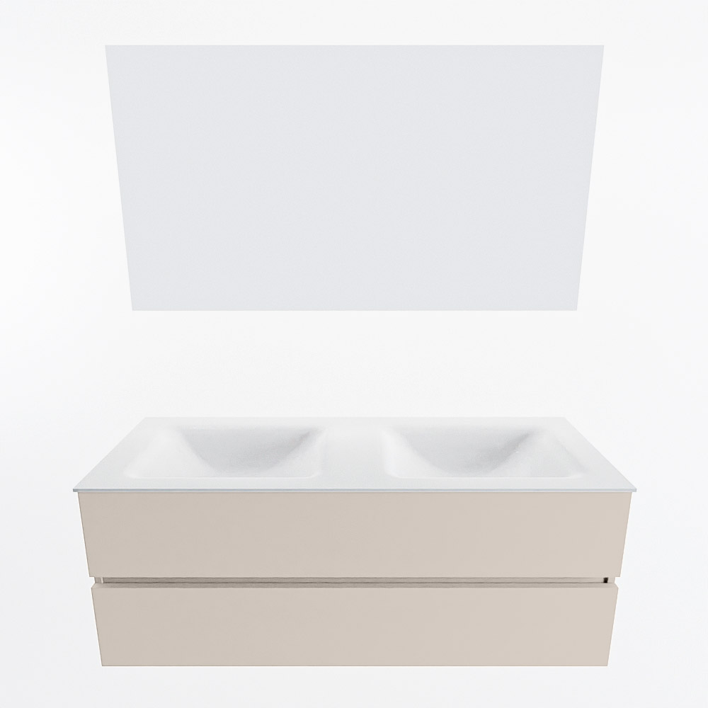 MONDIAZ VICA 130cm mueble de baño Linen 2 cajones. Lavabo CLOUD Doble sin orificio color Talc con espejo LED. 4 MONDIAZ VICA 130cm mueble de baño Linen 2 cajones. Lavabo CLOUD Doble sin orificio color Talc con espejo LED. - Imagen 5