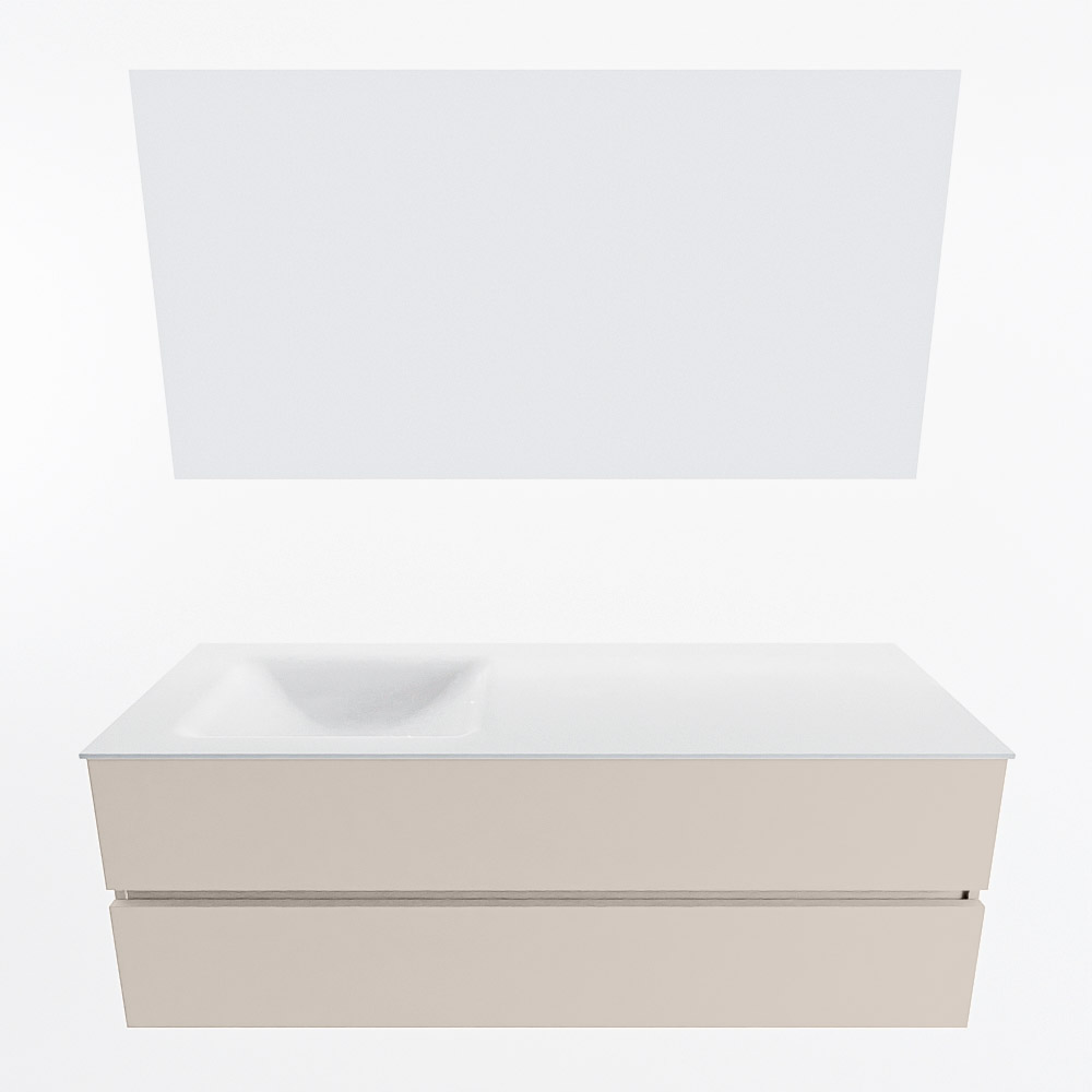 MONDIAZ VICA 140cm mueble de baño Linen 2 cajones. Lavabo CLOUD Izquierda sin orificio color Talc con espejo LED. 4 MONDIAZ VICA 140cm mueble de baño Linen 2 cajones. Lavabo CLOUD Izquierda sin orificio color Talc con espejo LED. - Imagen 5