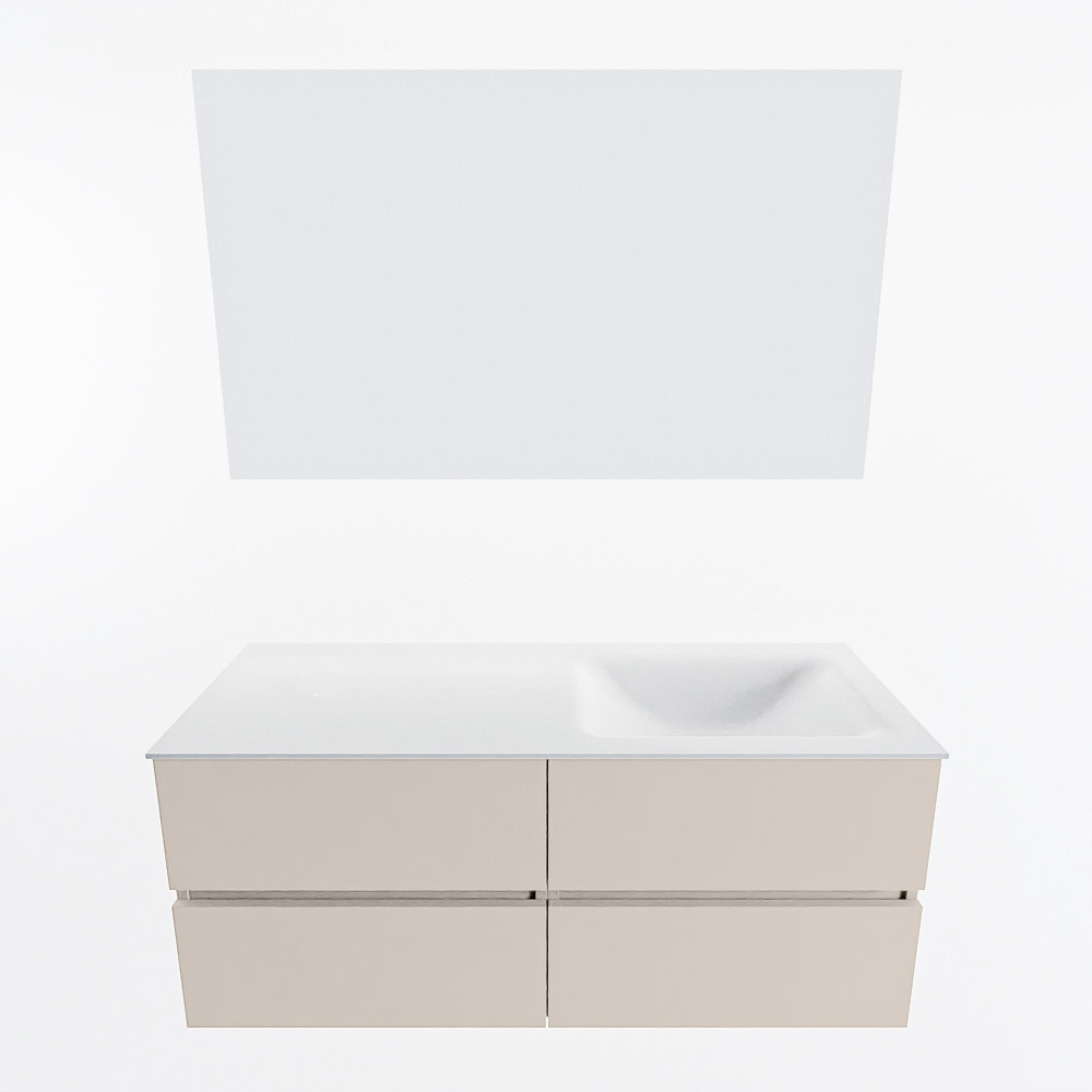 MONDIAZ VICA 120cm mueble de baño Linen 4 cajones. Lavabo CLOUD Derecho 1 orificio color Talc con espejo LED. 5 MONDIAZ VICA 120cm mueble de baño Linen 4 cajones. Lavabo CLOUD Derecho 1 orificio color Talc con espejo LED. - Imagen 5