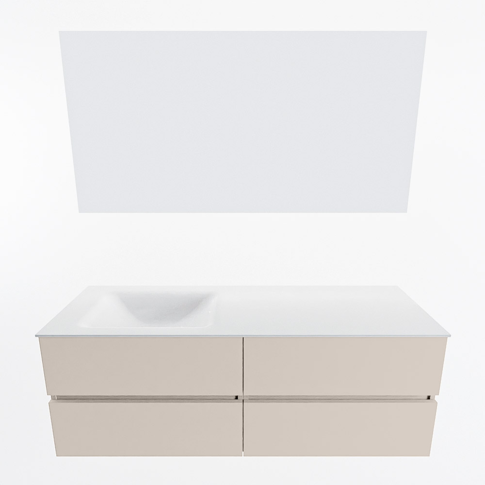 MONDIAZ VICA 140cm mueble de baño Linen 4 cajones. Lavabo CLOUD Izquierda 1 orificio color Talc con espejo LED. 4 MONDIAZ VICA 140cm mueble de baño Linen 4 cajones. Lavabo CLOUD Izquierda 1 orificio color Talc con espejo LED. - Imagen 5