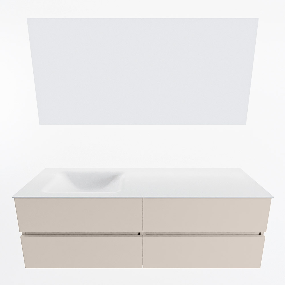 MONDIAZ VICA 150cm mueble de baño Linen 4 cajones. Lavabo CLOUD Izquierda 1 orificio color Talc con espejo LED. 5 MONDIAZ VICA 150cm mueble de baño Linen 4 cajones. Lavabo CLOUD Izquierda 1 orificio color Talc con espejo LED. - Imagen 5
