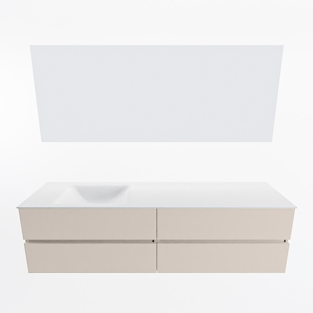 MONDIAZ VICA 180cm mueble de baño Linen 4 cajones. Lavabo CLOUD Izquierda 1 orificio color Talc con espejo LED. 5 MONDIAZ VICA 180cm mueble de baño Linen 4 cajones. Lavabo CLOUD Izquierda 1 orificio color Talc con espejo LED. - Imagen 5