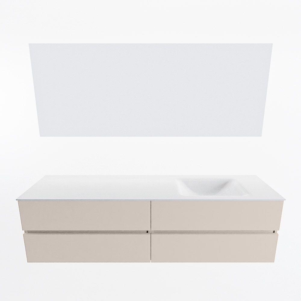 MONDIAZ VICA 180cm mueble de baño Linen 4 cajones. Lavabo CLOUD Derecho 1 orificio color Talc con espejo LED. 5 MONDIAZ VICA 180cm mueble de baño Linen 4 cajones. Lavabo CLOUD Derecho 1 orificio color Talc con espejo LED. - Imagen 5