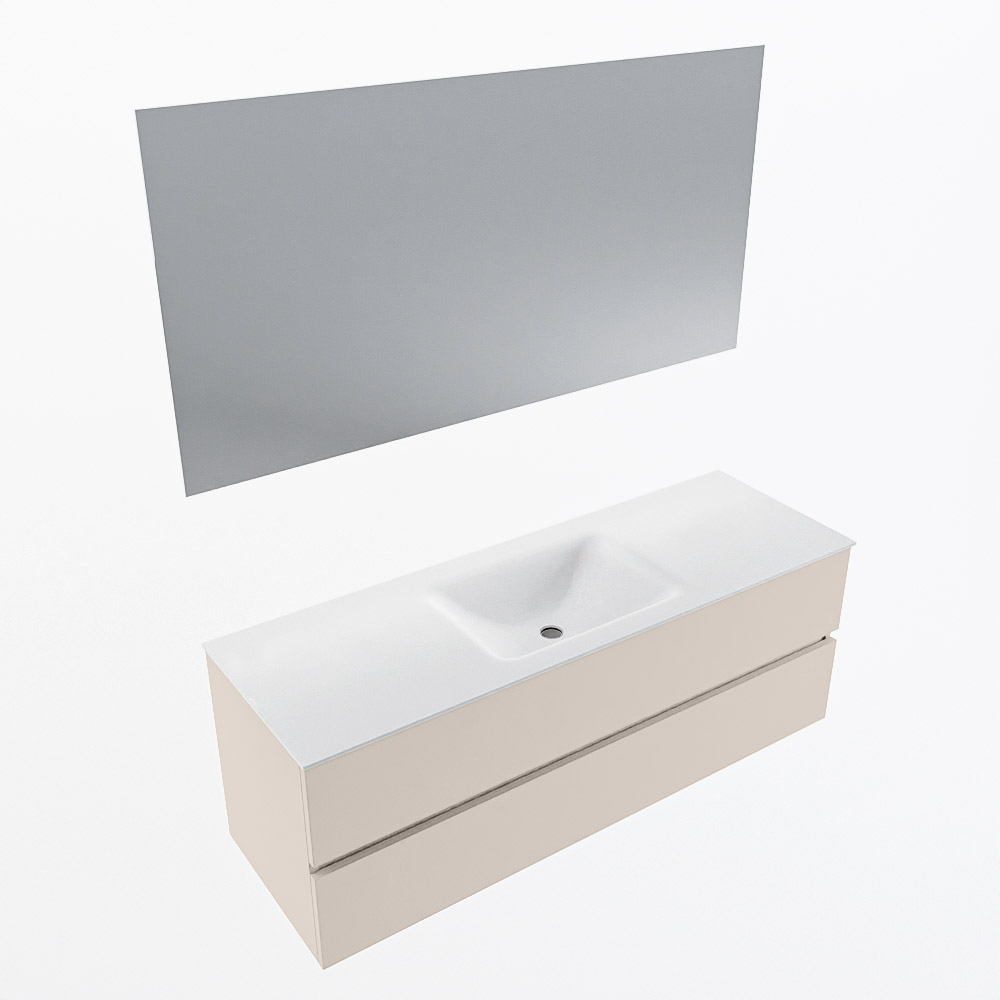 MONDIAZ VICA 140cm mueble de baño Linen 2 cajones. Lavabo CLOUD Centro 1 orificio color Talc con espejo LED. 5 MONDIAZ VICA 140cm mueble de baño Linen 2 cajones. Lavabo CLOUD Centro 1 orificio color Talc con espejo LED. - Imagen 6