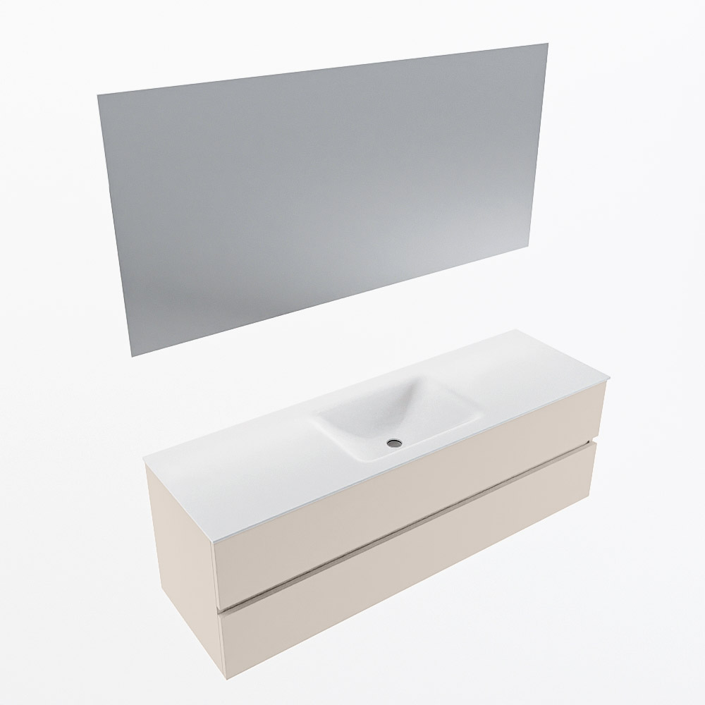 MONDIAZ VICA 150cm mueble de baño Linen 2 cajones. Lavabo CLOUD Centro 1 orificio color Talc con espejo LED. 6 MONDIAZ VICA 150cm mueble de baño Linen 2 cajones. Lavabo CLOUD Centro 1 orificio color Talc con espejo LED. - Imagen 6