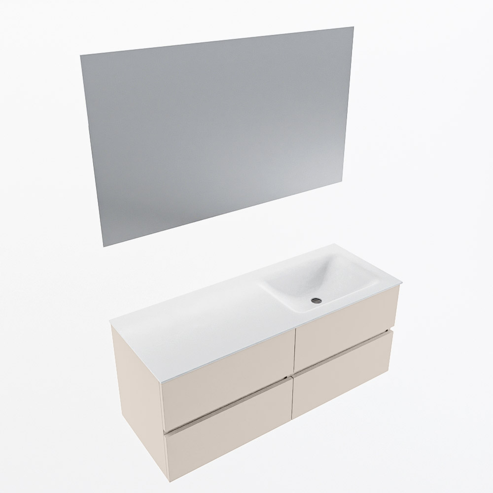 MONDIAZ VICA 120cm mueble de baño Linen 4 cajones. Lavabo CLOUD Derecho 1 orificio color Talc con espejo LED. 6 MONDIAZ VICA 120cm mueble de baño Linen 4 cajones. Lavabo CLOUD Derecho 1 orificio color Talc con espejo LED. - Imagen 6