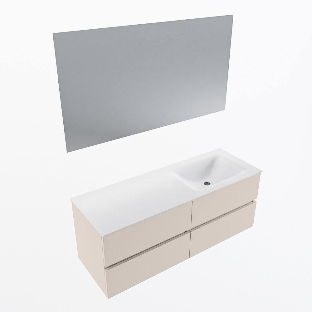 MONDIAZ VICA 130cm mueble de baño Linen 4 cajones. Lavabo CLOUD Derecho sin orificio color Talc con espejo LED. 5 MONDIAZ VICA 130cm mueble de baño Linen 4 cajones. Lavabo CLOUD Derecho sin orificio color Talc con espejo LED. - Imagen 6