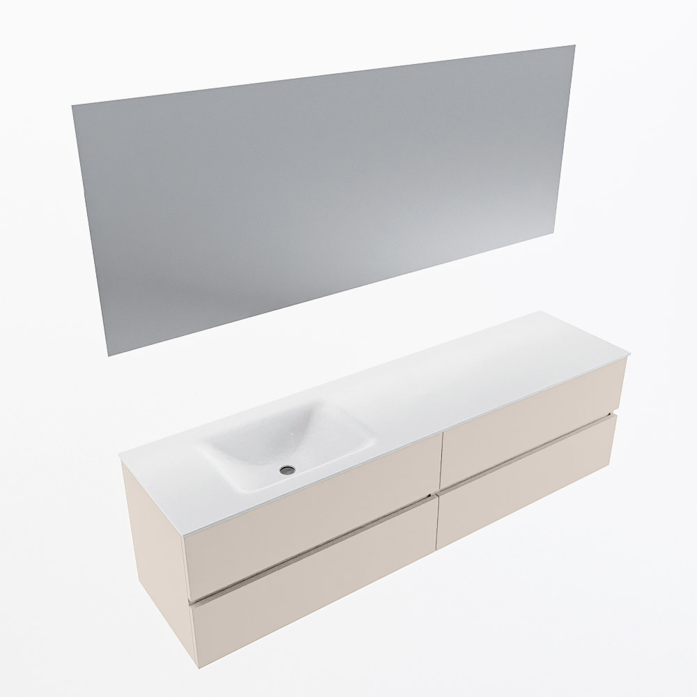 MONDIAZ VICA 180cm mueble de baño Linen 4 cajones. Lavabo CLOUD Izquierda 1 orificio color Talc con espejo LED. 6 MONDIAZ VICA 180cm mueble de baño Linen 4 cajones. Lavabo CLOUD Izquierda 1 orificio color Talc con espejo LED. - Imagen 6