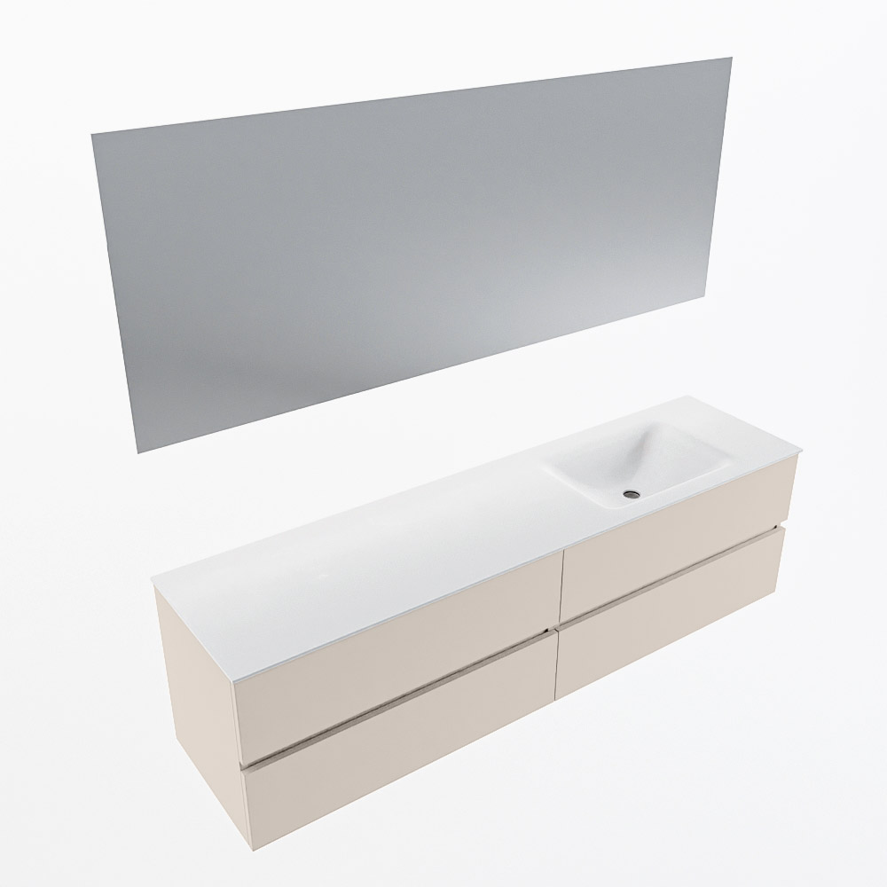 MONDIAZ VICA 180cm mueble de baño Linen 4 cajones. Lavabo CLOUD Derecho 1 orificio color Talc con espejo LED. 6 MONDIAZ VICA 180cm mueble de baño Linen 4 cajones. Lavabo CLOUD Derecho 1 orificio color Talc con espejo LED. - Imagen 6