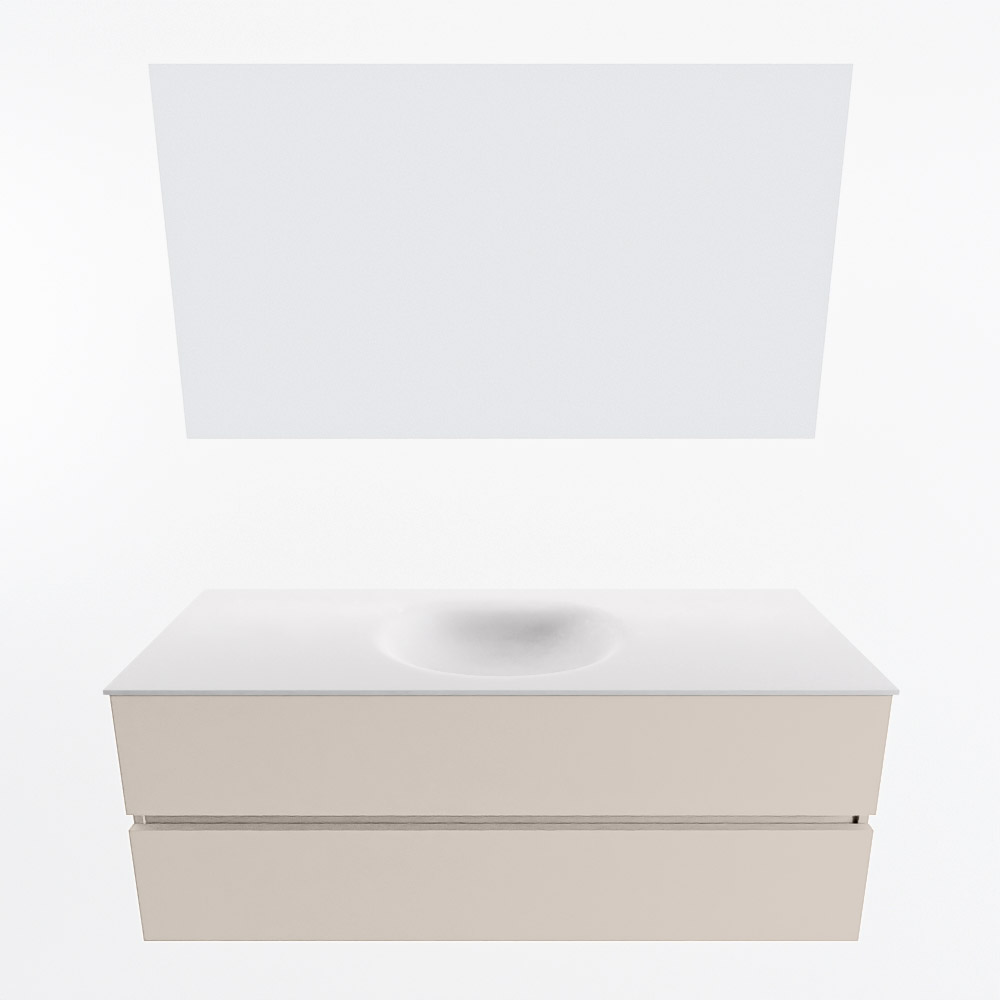 MONDIAZ VICA 130cm mueble de baño Linen 2 cajones. Lavabo MOON Centro sin orificio color Talc con espejo LED. 4 MONDIAZ VICA 130cm mueble de baño Linen 2 cajones. Lavabo MOON Centro sin orificio color Talc con espejo LED. - Imagen 5