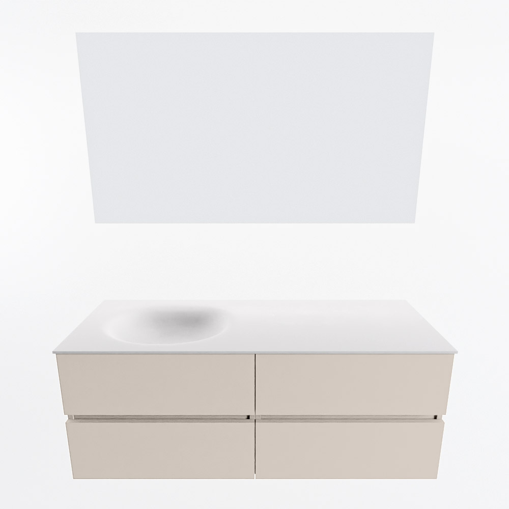 MONDIAZ VICA 130cm mueble de baño Linen 4 cajones. Lavabo MOON Izquierda sin orificio color Talc con espejo LED. 4 MONDIAZ VICA 130cm mueble de baño Linen 4 cajones. Lavabo MOON Izquierda sin orificio color Talc con espejo LED. - Imagen 5