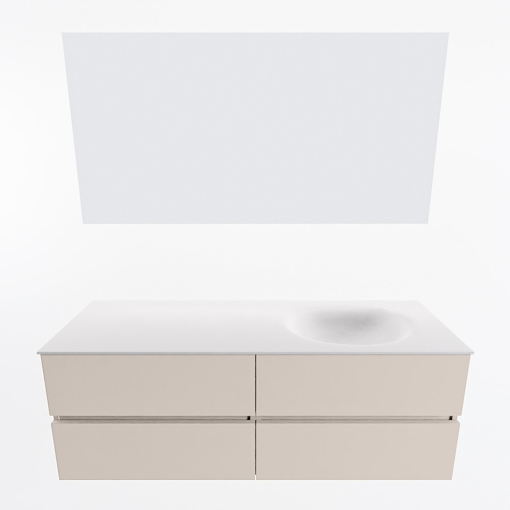 MONDIAZ VICA 140cm mueble de baño Linen 4 cajones. Lavabo MOON Derecho sin orificio color Talc con espejo LED. 5 MONDIAZ VICA 140cm mueble de baño Linen 4 cajones. Lavabo MOON Derecho sin orificio color Talc con espejo LED. - Imagen 5