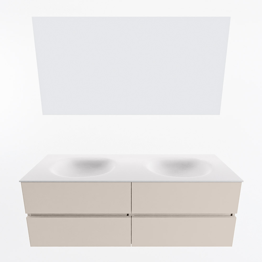 MONDIAZ VICA 140cm mueble de baño Linen 4 cajones. Lavabo MOON Doble sin orificio color Talc con espejo LED. 5 MONDIAZ VICA 140cm mueble de baño Linen 4 cajones. Lavabo MOON Doble sin orificio color Talc con espejo LED. - Imagen 5