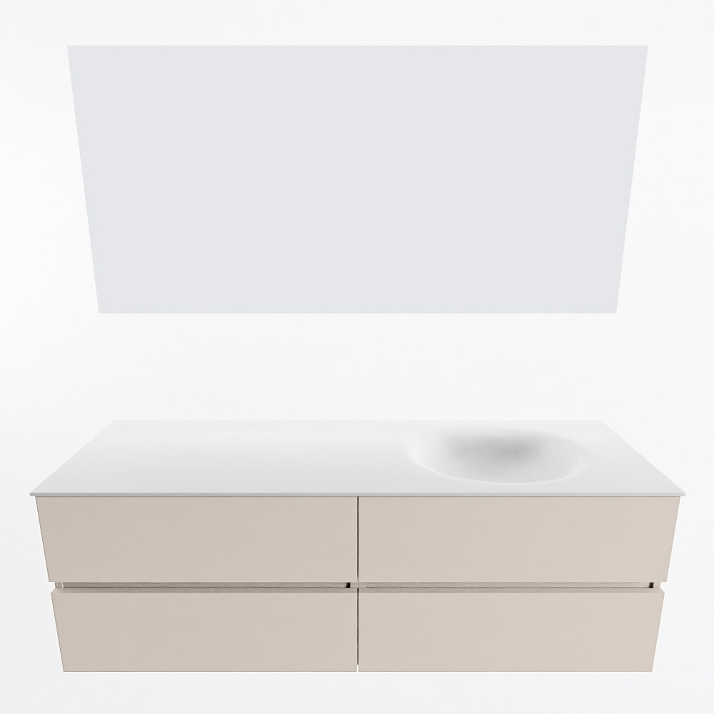 MONDIAZ VICA 150cm mueble de baño Linen 4 cajones. Lavabo MOON Derecho 1 orificio color Talc con espejo LED. 5 MONDIAZ VICA 150cm mueble de baño Linen 4 cajones. Lavabo MOON Derecho 1 orificio color Talc con espejo LED. - Imagen 5