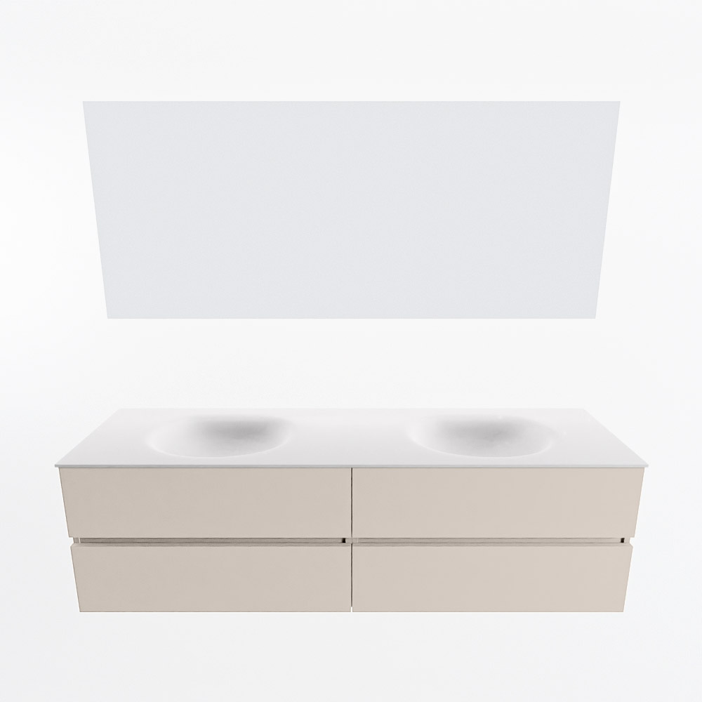 MONDIAZ VICA 170cm mueble de baño Linen 4 cajones. Lavabo MOON Doble sin orificio color Talc con espejo LED. 5 MONDIAZ VICA 170cm mueble de baño Linen 4 cajones. Lavabo MOON Doble sin orificio color Talc con espejo LED. - Imagen 5