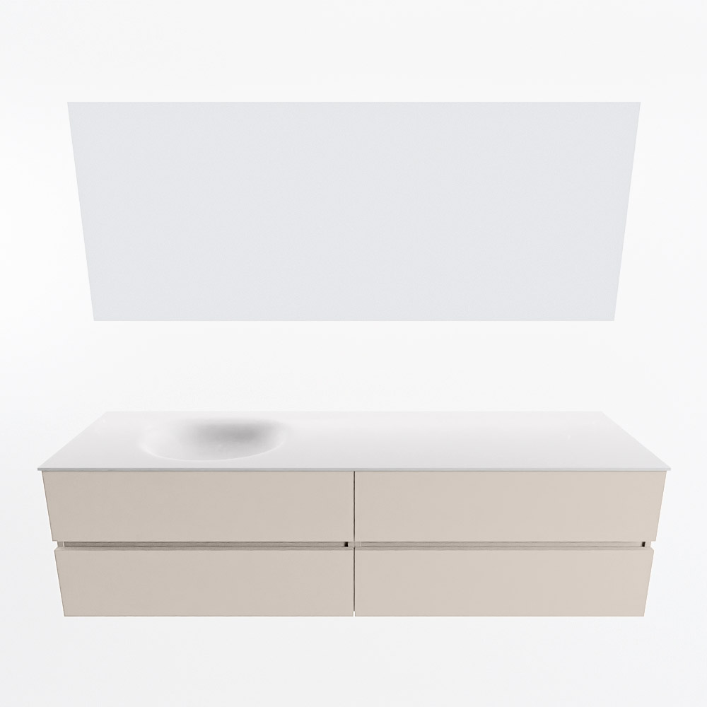 MONDIAZ VICA 180cm mueble de baño Linen 4 cajones. Lavabo MOON Izquierda 1 orificio color Talc con espejo LED. 5 MONDIAZ VICA 180cm mueble de baño Linen 4 cajones. Lavabo MOON Izquierda 1 orificio color Talc con espejo LED. - Imagen 5