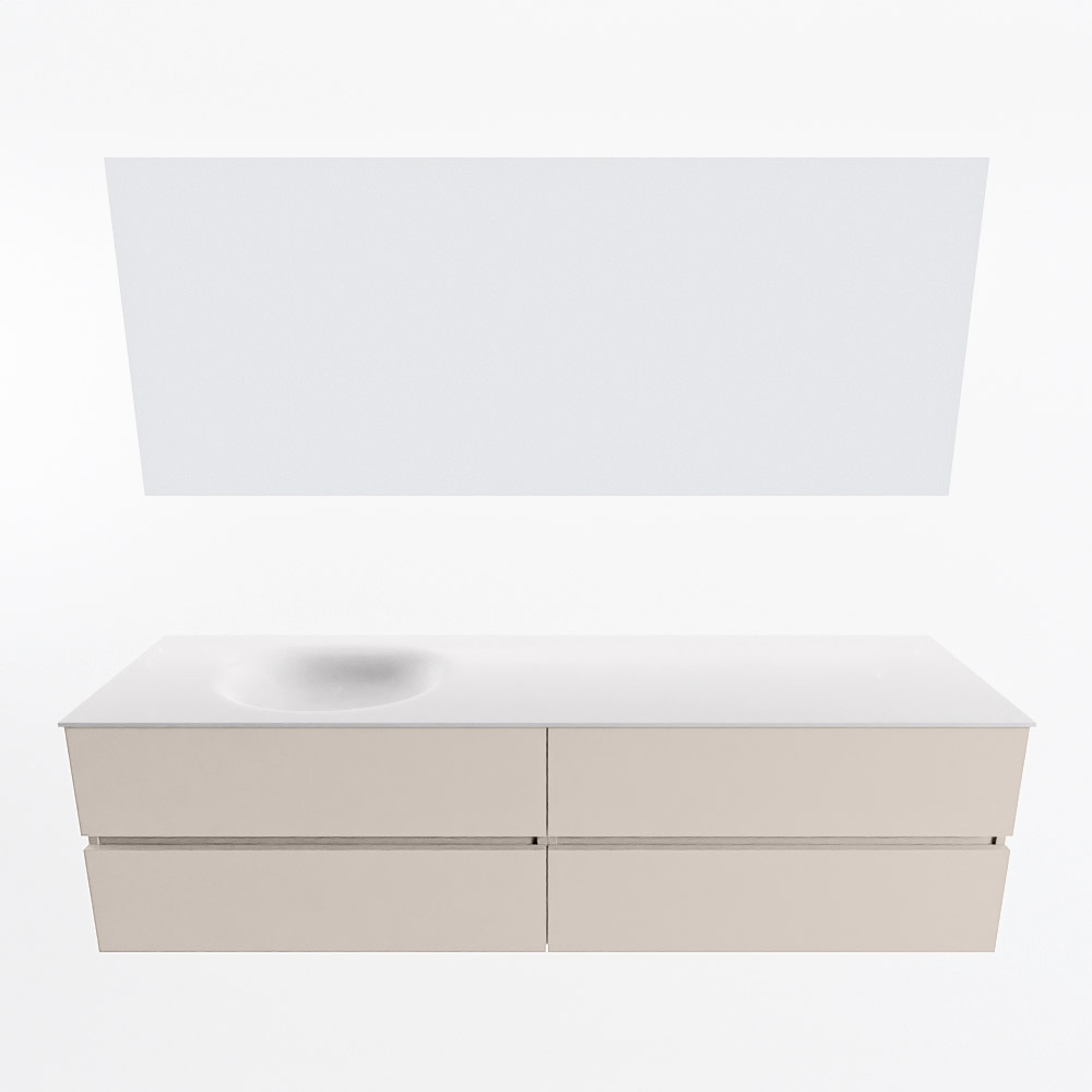 MONDIAZ VICA 180cm mueble de baño Linen 4 cajones. Lavabo MOON Izquierda sin orificio color Talc con espejo LED. 5 MONDIAZ VICA 180cm mueble de baño Linen 4 cajones. Lavabo MOON Izquierda sin orificio color Talc con espejo LED. - Imagen 5