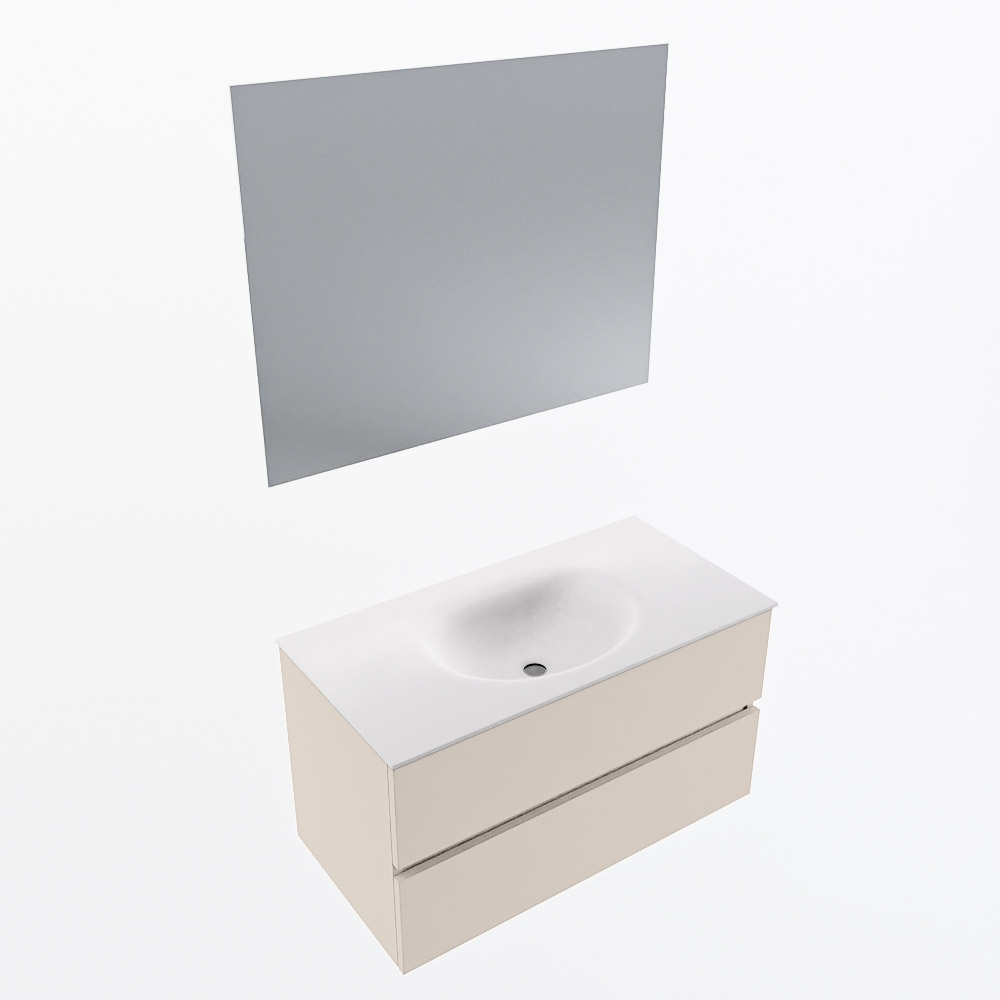 MONDIAZ VICA 90cm mueble de baño Linen 2 cajones. Lavabo MOON Centro 1 orificio color Talc con espejo LED. 6 MONDIAZ VICA 90cm mueble de baño Linen 2 cajones. Lavabo MOON Centro 1 orificio color Talc con espejo LED. - Imagen 6