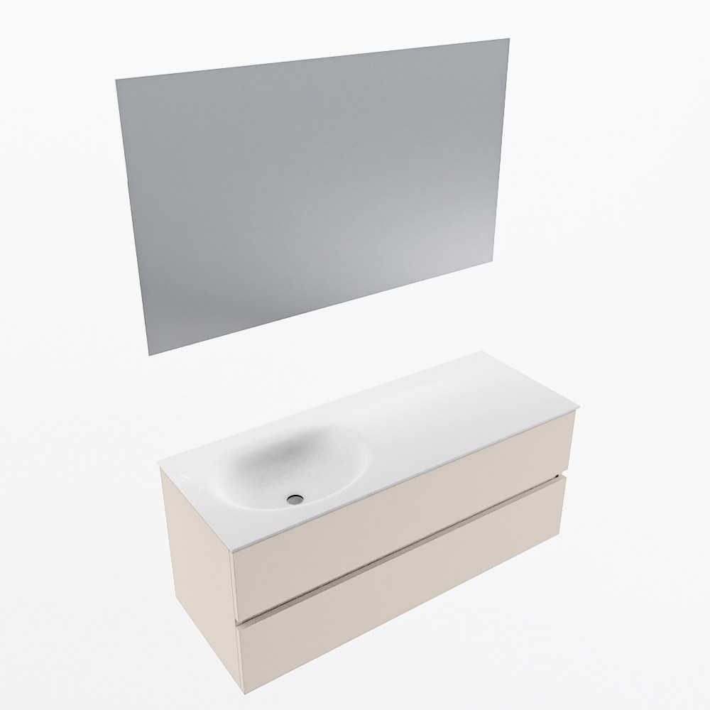 MONDIAZ VICA 120cm mueble de baño Linen 2 cajones. Lavabo MOON Izquierda 1 orificio color Talc con espejo LED. 6 MONDIAZ VICA 120cm mueble de baño Linen 2 cajones. Lavabo MOON Izquierda 1 orificio color Talc con espejo LED. - Imagen 6