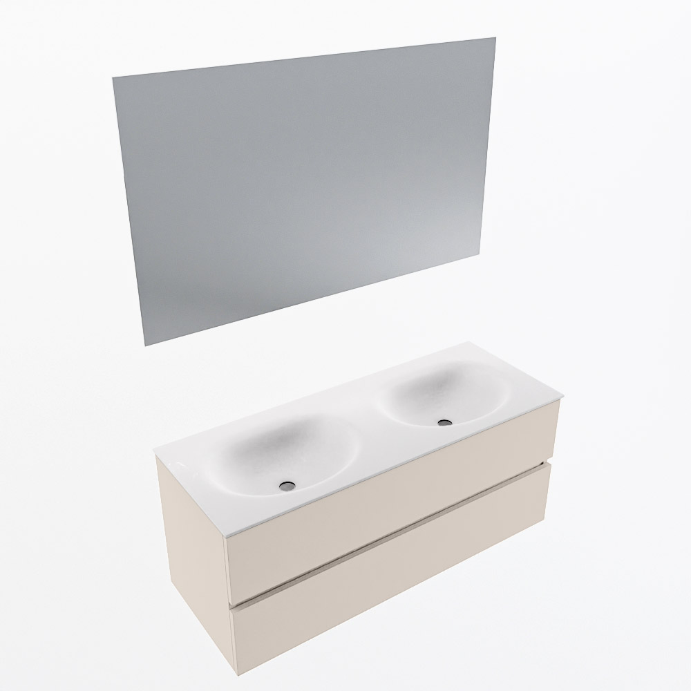 MONDIAZ VICA 120cm mueble de baño Linen 2 cajones. Lavabo MOON Doble 2 orificios color Talc con espejo LED. 6 MONDIAZ VICA 120cm mueble de baño Linen 2 cajones. Lavabo MOON Doble 2 orificios color Talc con espejo LED. - Imagen 6