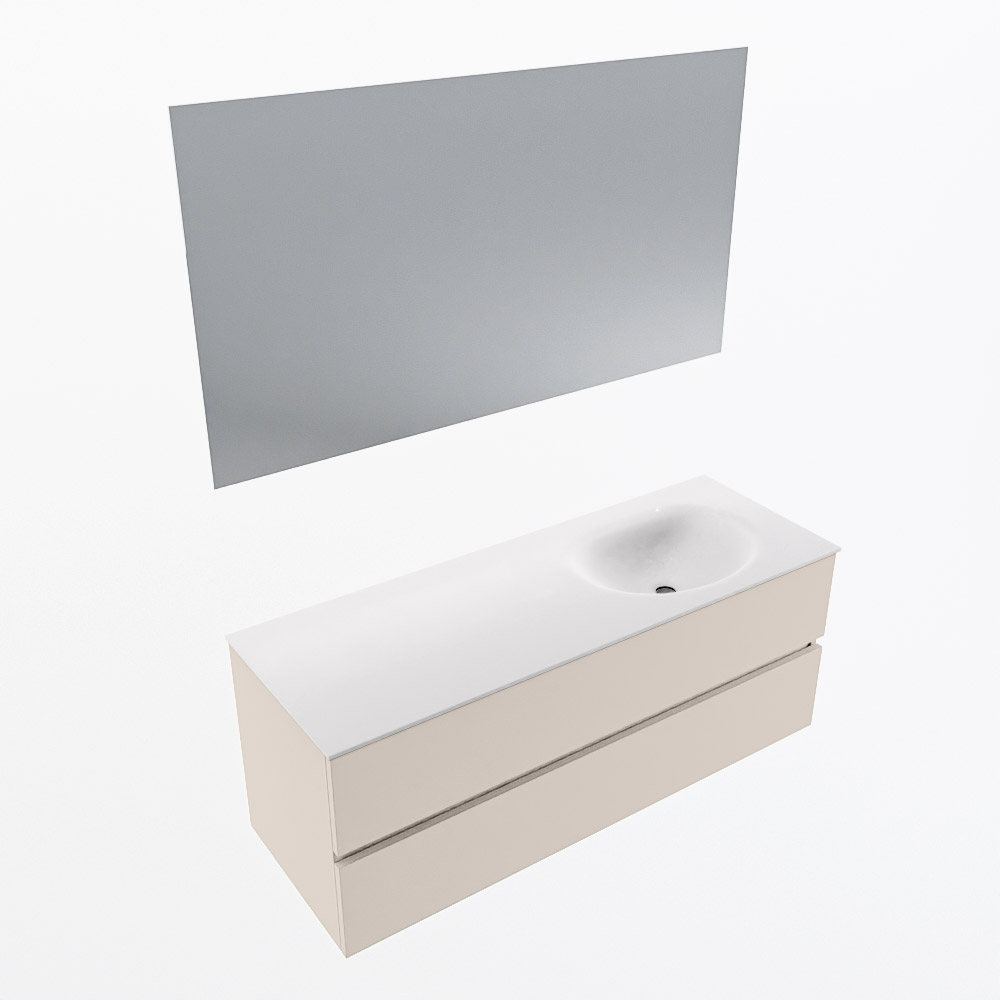 MONDIAZ VICA 130cm mueble de baño Linen 2 cajones. Lavabo MOON Derecho sin orificio color Talc con espejo LED. 5 MONDIAZ VICA 130cm mueble de baño Linen 2 cajones. Lavabo MOON Derecho sin orificio color Talc con espejo LED. - Imagen 6