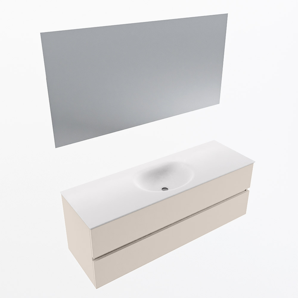 MONDIAZ VICA 140cm mueble de baño Linen 2 cajones. Lavabo MOON Centro sin orificio color Talc con espejo LED. 6 MONDIAZ VICA 140cm mueble de baño Linen 2 cajones. Lavabo MOON Centro sin orificio color Talc con espejo LED. - Imagen 6
