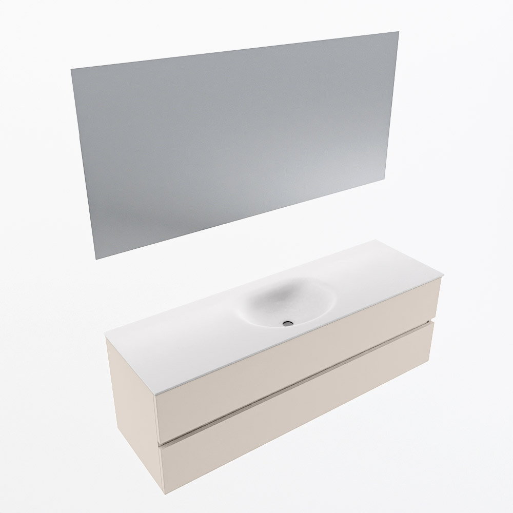 MONDIAZ VICA 150cm mueble de baño Linen 2 cajones. Lavabo MOON Centro sin orificio color Talc con espejo LED. 6 MONDIAZ VICA 150cm mueble de baño Linen 2 cajones. Lavabo MOON Centro sin orificio color Talc con espejo LED. - Imagen 6